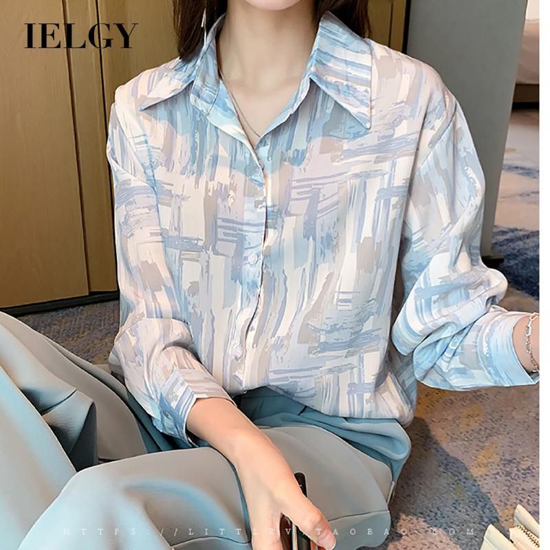 IELGY French print shirt women 2021 temperament retro slim long-sleeved shirt