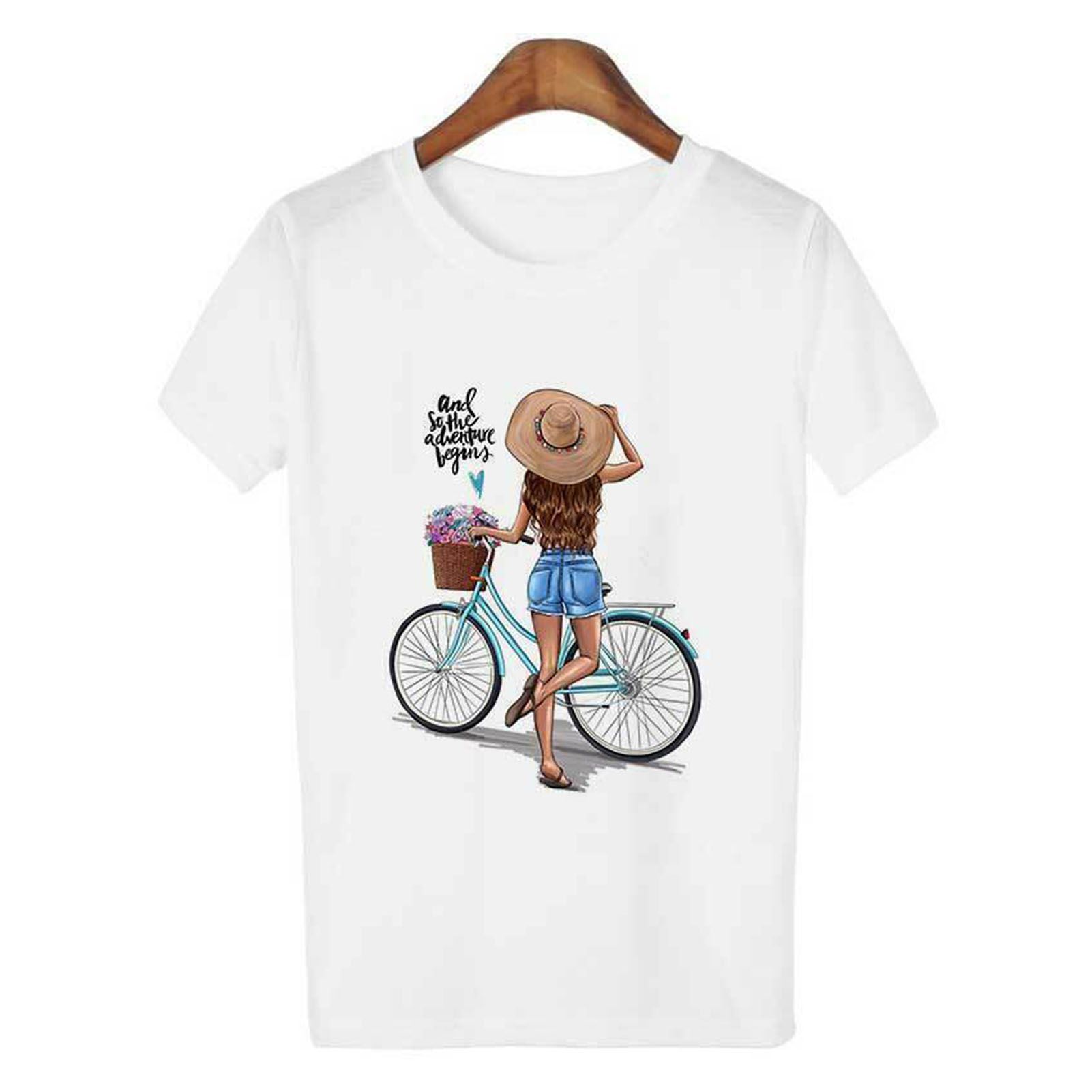 Pullover Cartoon Print Slim-fitting Crew Neck Blouse