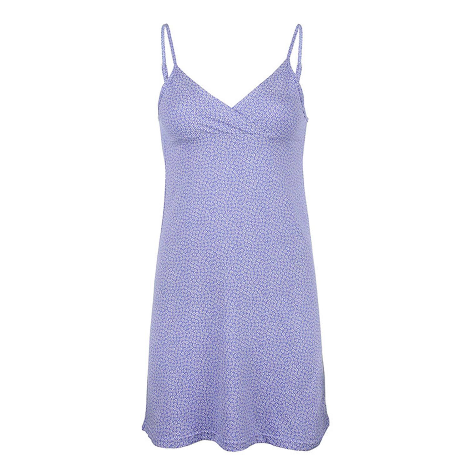 Female Dress, Floral Print V-Neck Sleeveless Dress One-Piece for Women, Purple/Black