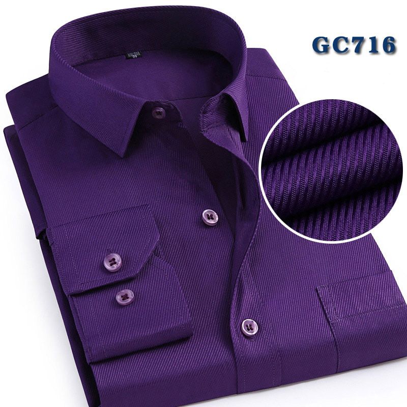 MACROSEA Classic Style Men's Formal Business Shirts Solid Color Men Social Shirts Long Sleeve Twill Men Dress Shirts