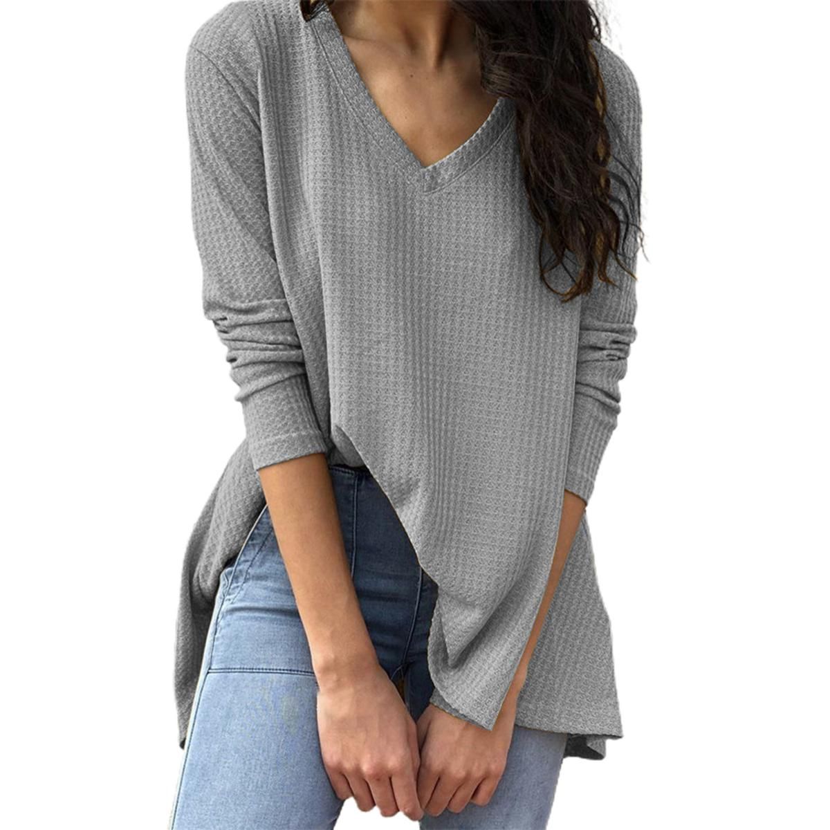 Women Pullover Solid Color Pure Color Tament Pullover