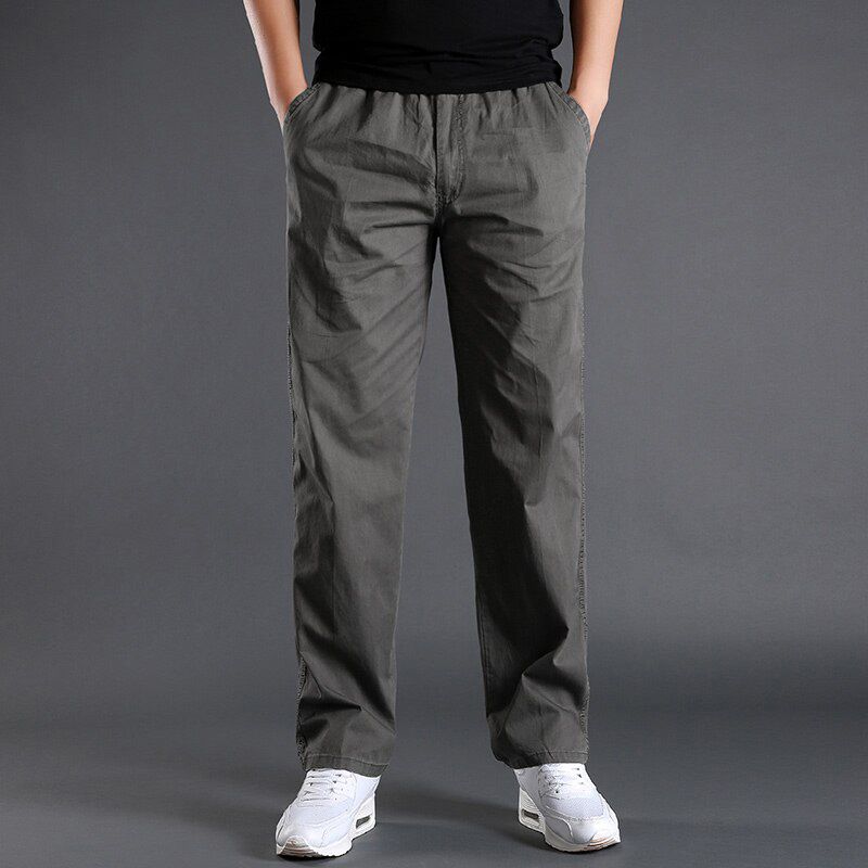 L-6XL Cargo Pants Men cket Out Door Full Length Pants Male ple Black Straight Trousers Homme Loose Cotton Casual Pants Grey
