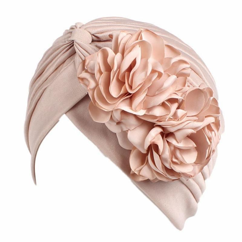 【ALLGOOD】New Vintage Double Flower Beanie Turban Style Hat Women HeadbanHair Accessories For Women Gift