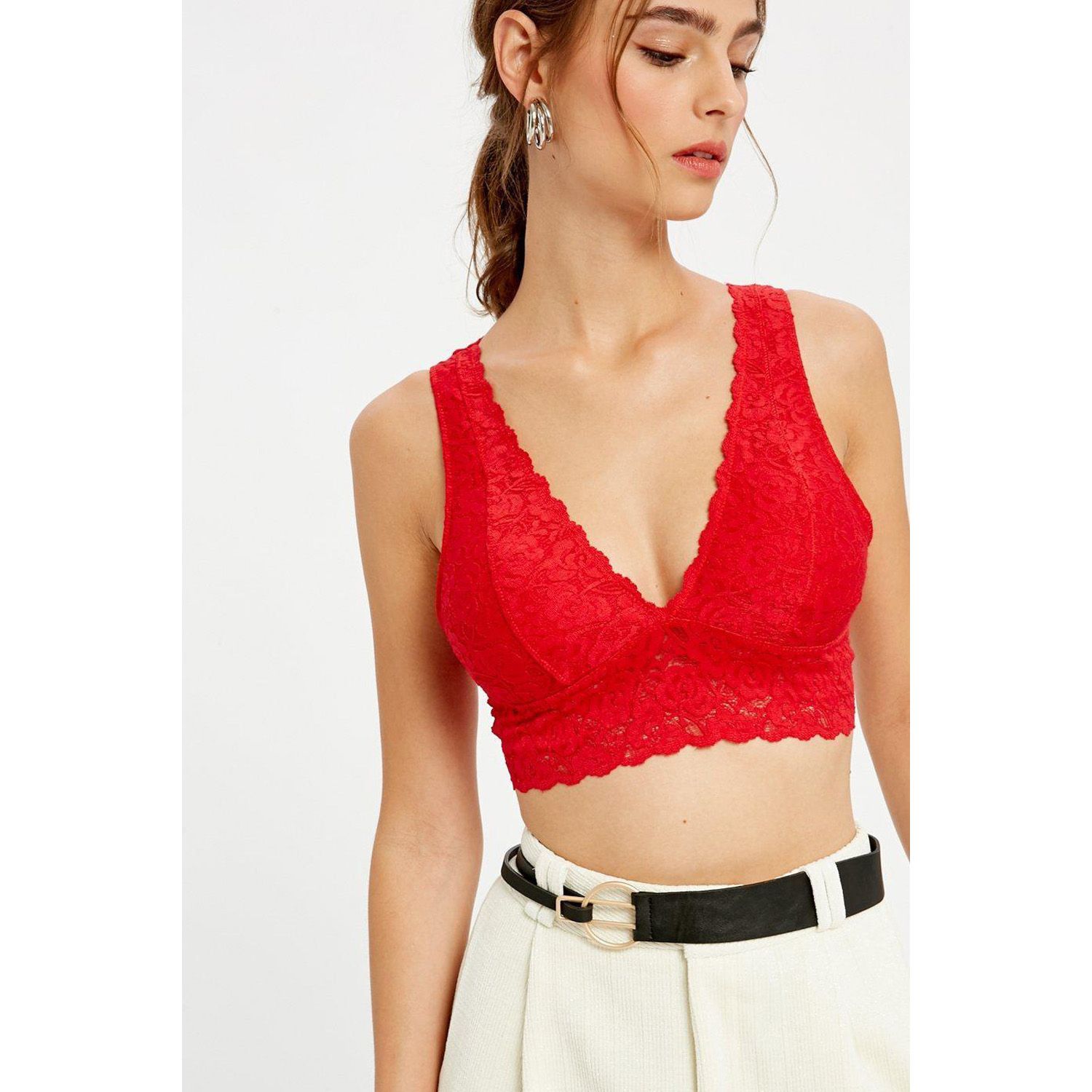 Red Color Design Satin Bra For Sexy Girls
