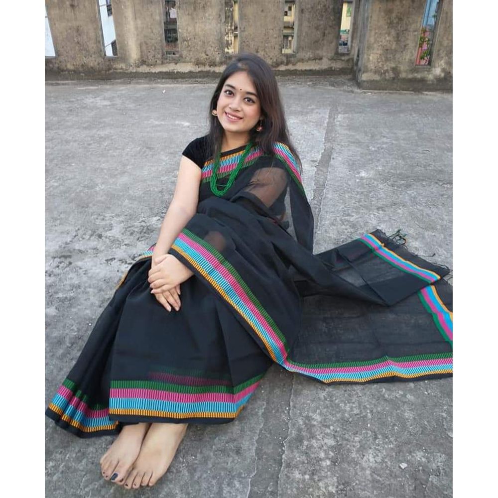 Exclusive Design Black Color  Nokshi Saree For Women By Jamdani Gallery - Sari