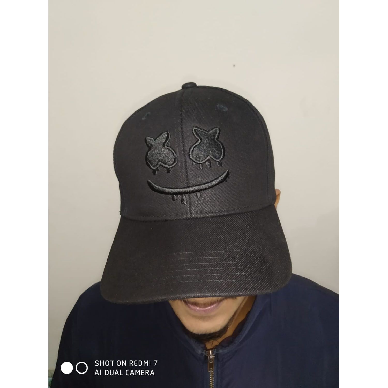 Black Marshmello Curve Visor Adjustable Cap for Man