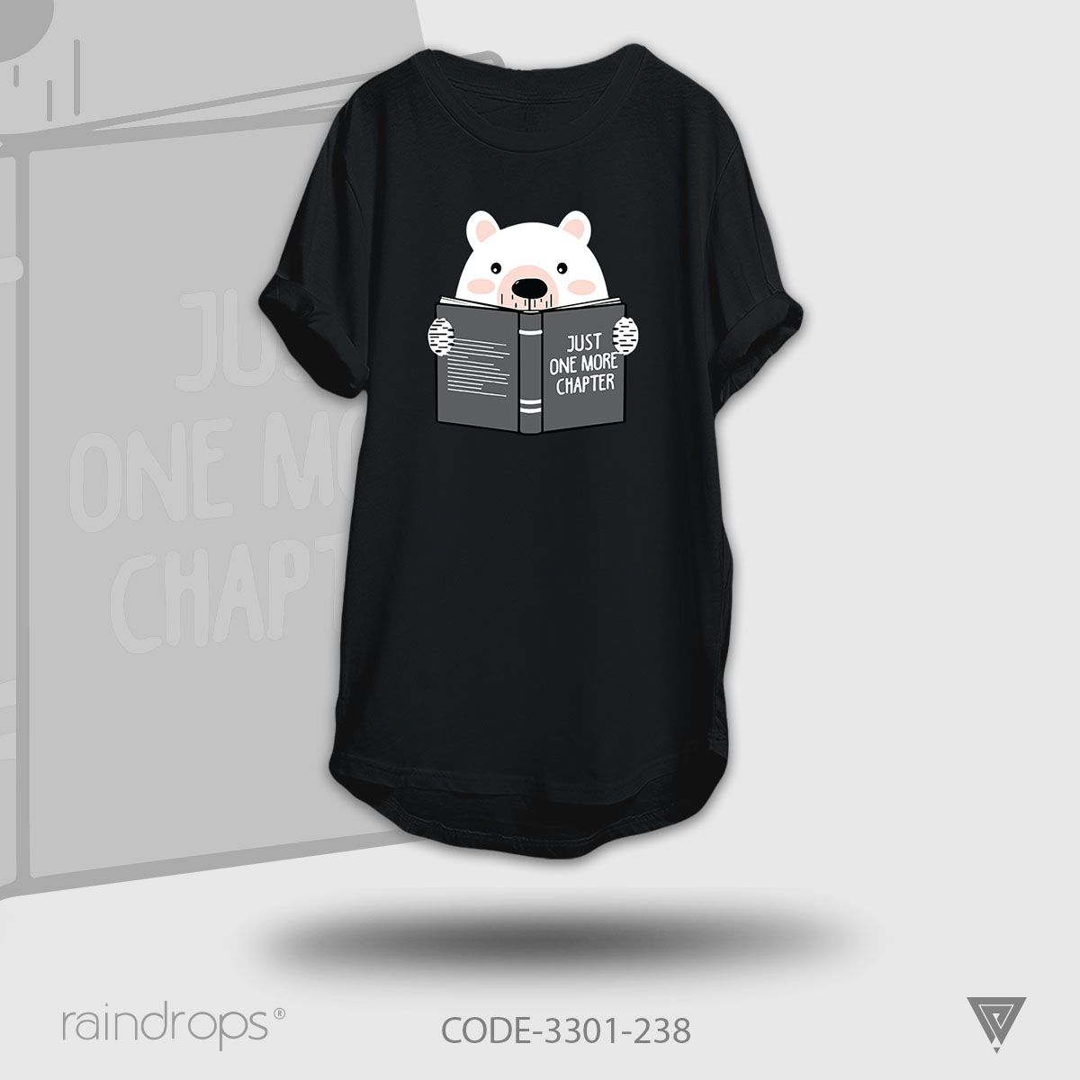 Raindrops Premium T-shirt Just One More Chapter Designed Half Sleeve Black T-shirt For Woman