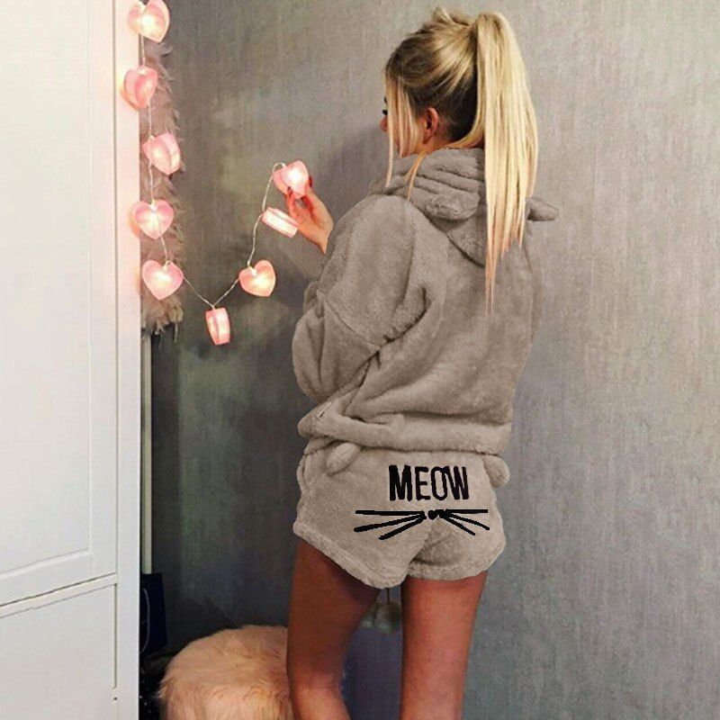 Winter Warm Women's Pajamas Setsfor Sleep Wear Sleepwear Nightwear For Women y Set Sweater Flannel Shorts Suit 5xl Plus Size