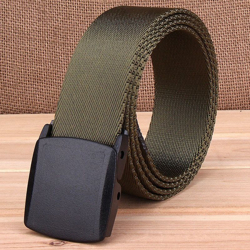 black blue green Canvas Belt for Men Women Waist Belt 2019 Fashion Plastic Buckle Casual Cowboy Black Belts Ceinture for Jean
