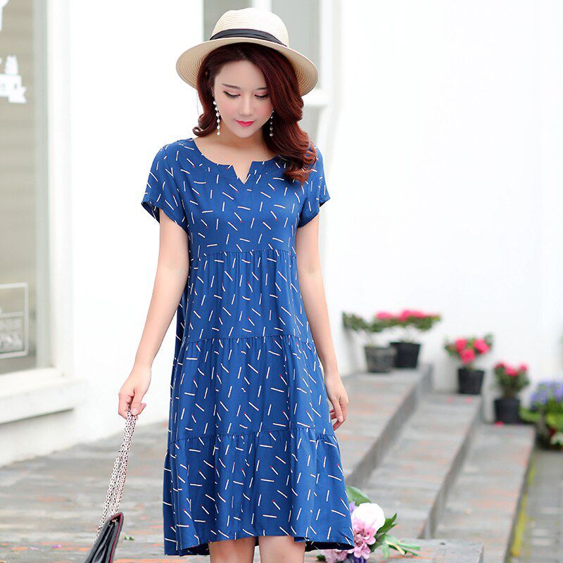 2021 summer dot dress vestido slim loose V-neck casual women clothing cotton patchwork vestidos dresses plus size