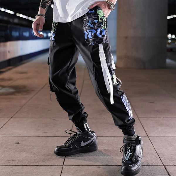Streetwear Hip Hop Men Military Pants Patchwork Pocket Side New Loose Joggers Sweatpants Men Ankle Length Trousers For Male