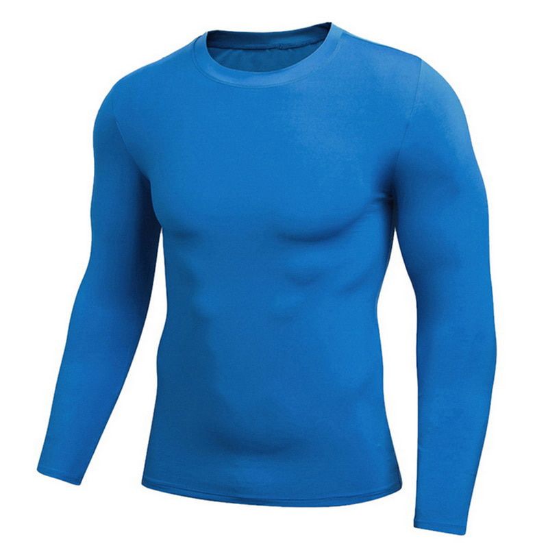 2020 Spring Men's Pure Color Sports Tight Elastic Sweating Quick Drying Long Sleeved Shirt Compression Fitness Shirt
