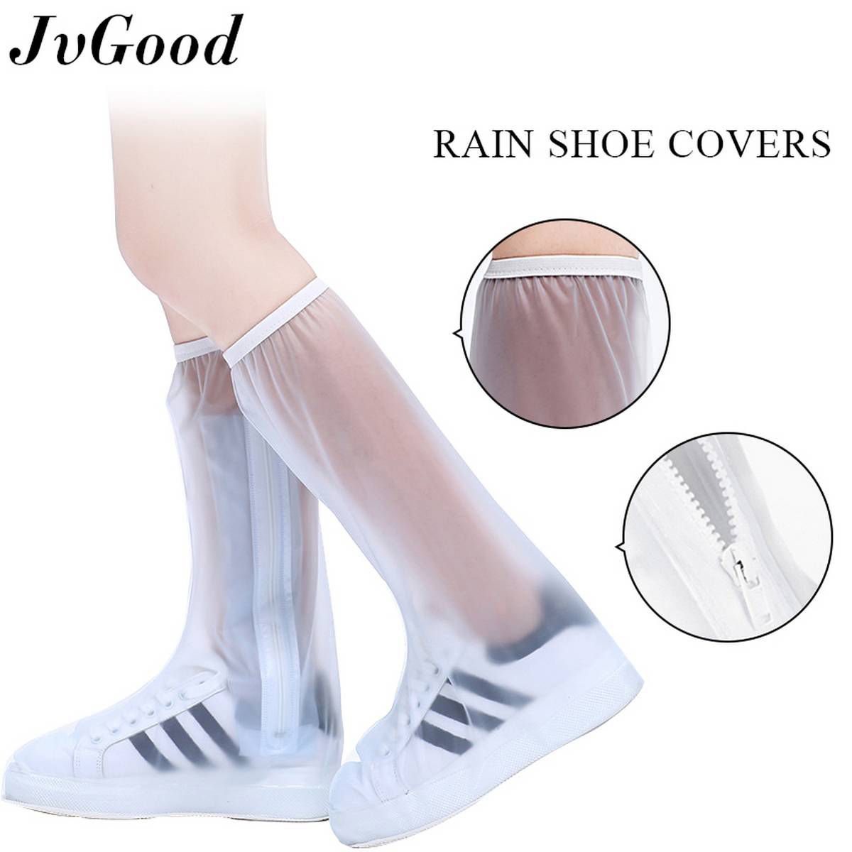 Rain Shoe Covers Waterproof and Slip Resistance Reusable Rain Boots Overshoes with Non-Slip Soles & Zipper for Men & Women