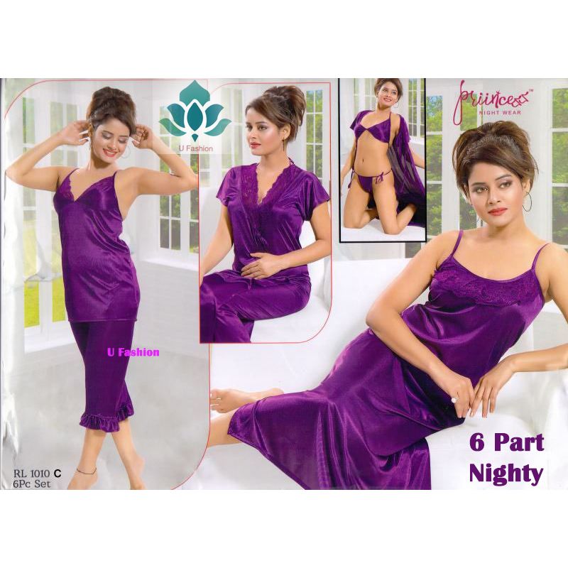 Fashionable 6 Part Nighty For Ladies - Night Dress For Women - Night Dress For Women