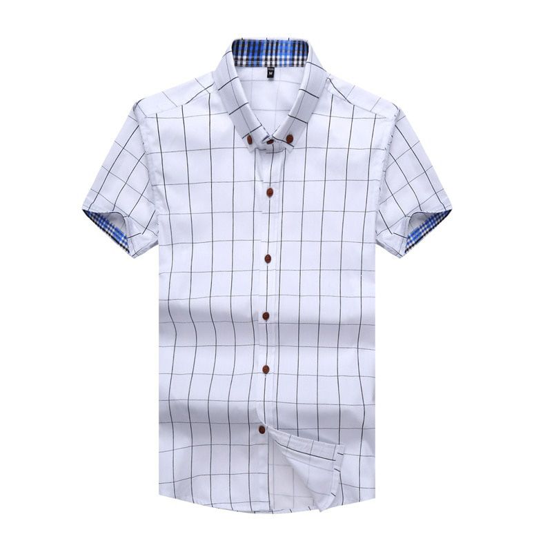 Male Shirts Men Fashion Brand Short Sleeve Men Dress Shirt Casual Plaid Shirt Slim Fit Cotton Social Shirts 5XL