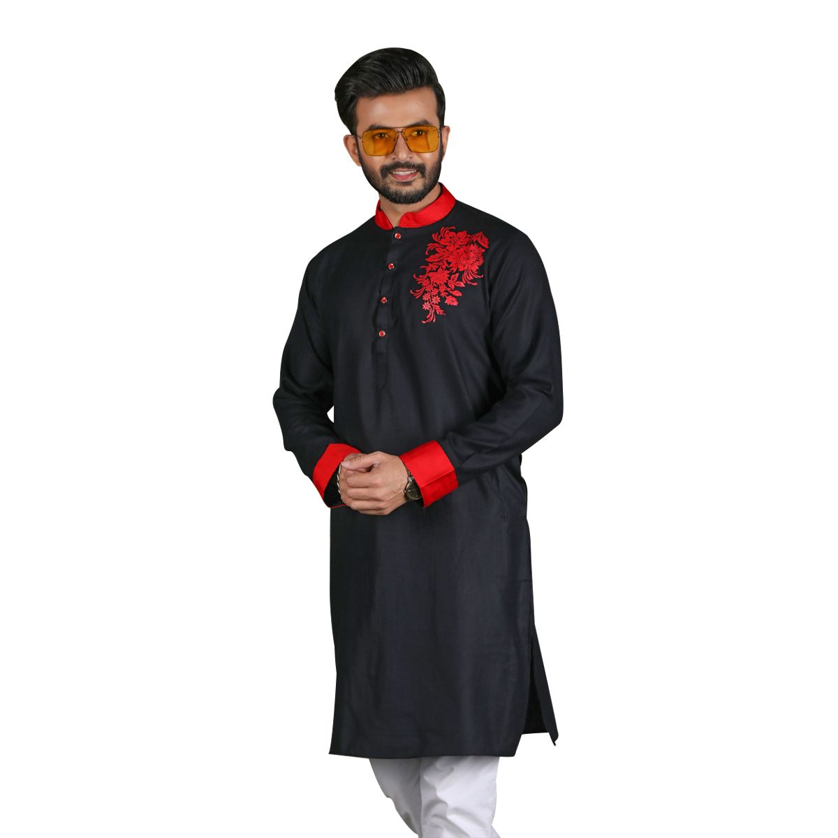 Black Printed Panjabi By Swapon's World- SW894P