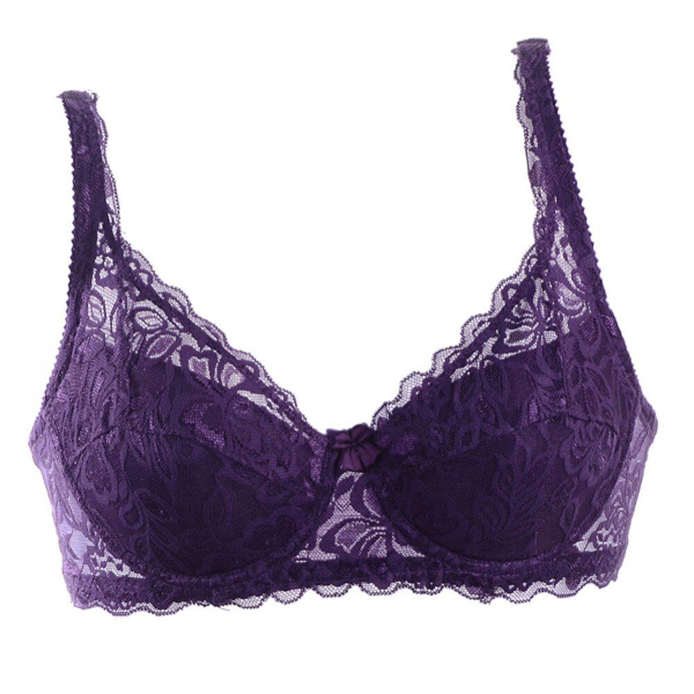 Fashion Women Underwire Bra Push Up Padded Lace Sheer Bra 32-40B 7 COLORS