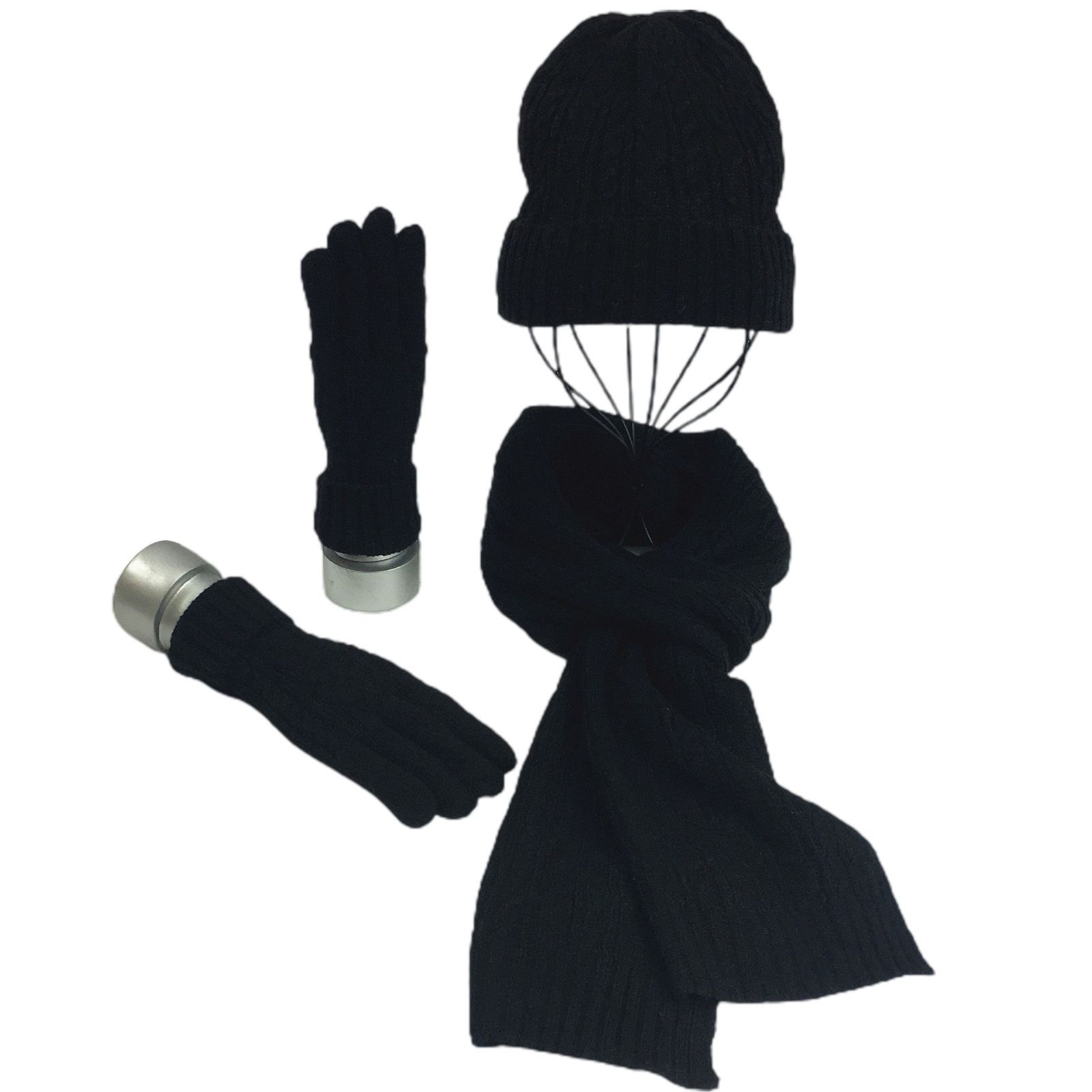 Cap Scarf Gloves Exquisite Workmanship Twist Solid Color Knitted Scarf Hat Gloves