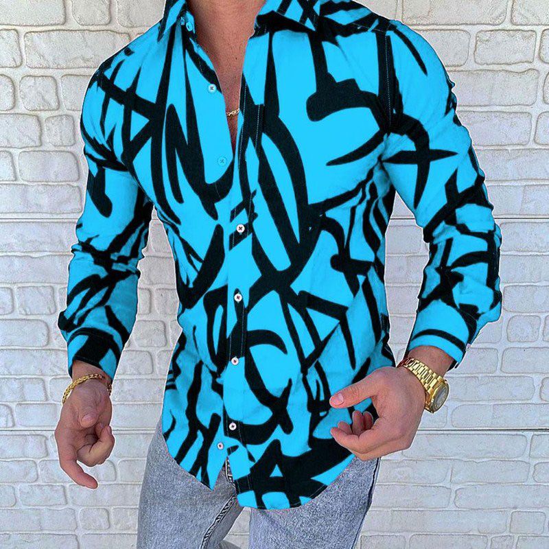 Spring Autumn Features Shirts Men Casual Blue Shirt  Long Sleeve Casual Slim Fit Male Shirts