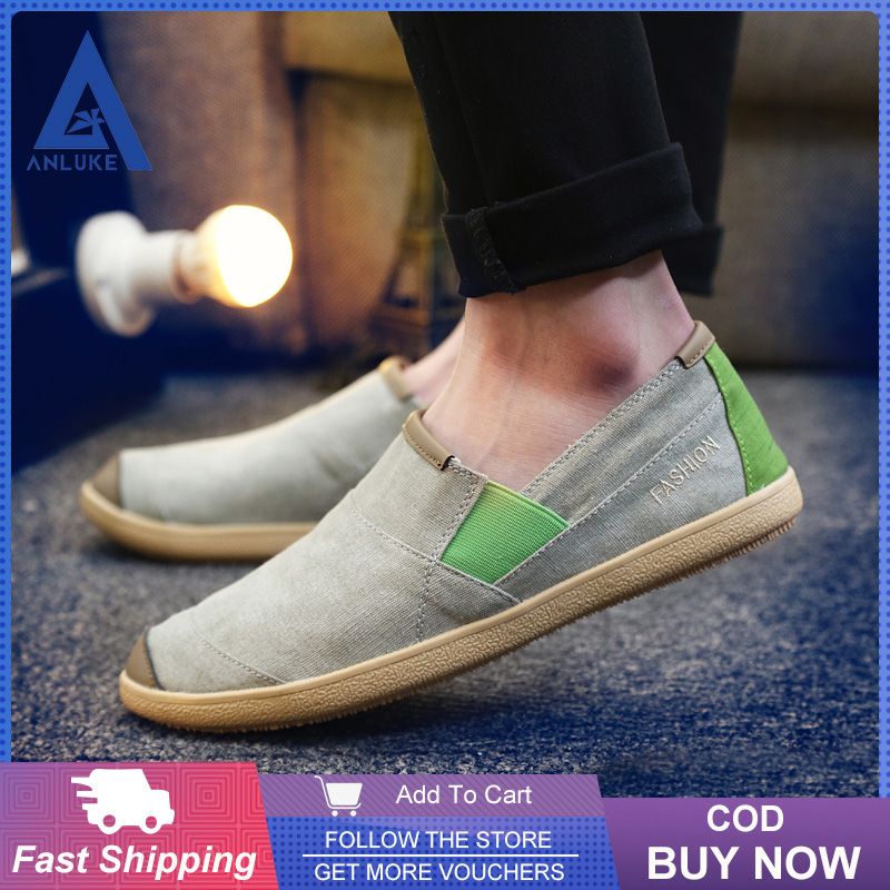 Men's Shoes Fashion Linen Slip on Lazy Shoes Casual Flats Shoes for Men Espadrille Classic Canvas Shoes Denim Canvas
