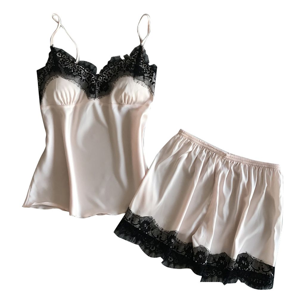 Women Lace V-Neck Backless Two-Piece  Underwear Bodysuit Strappy Sleepwear