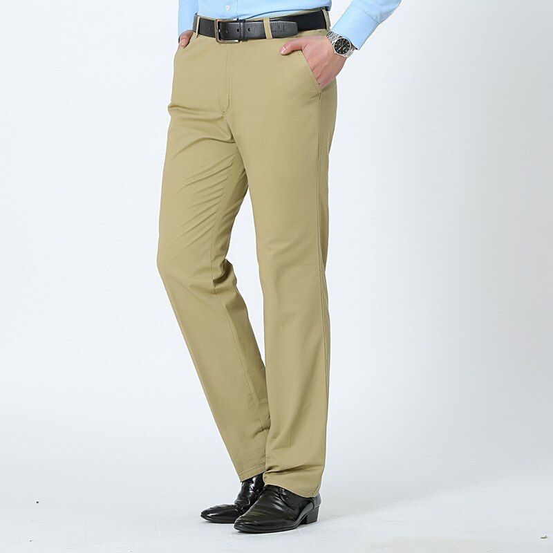Brand Men's Trousers Straight High Waist Cotton Men Trousers Slacks Loose Pants for Male Casual Pant Man Trouser