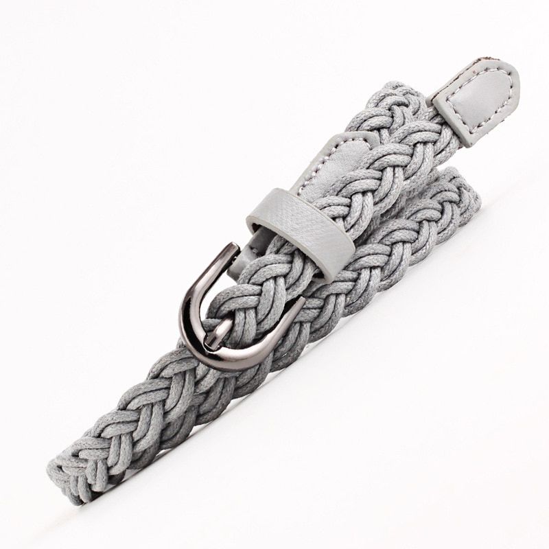 2020 Belt For Women Elegant Fashion Weave Leather Waistband Buckle Soild Color Small Fresh Slender Belt Dress Accessories Gift