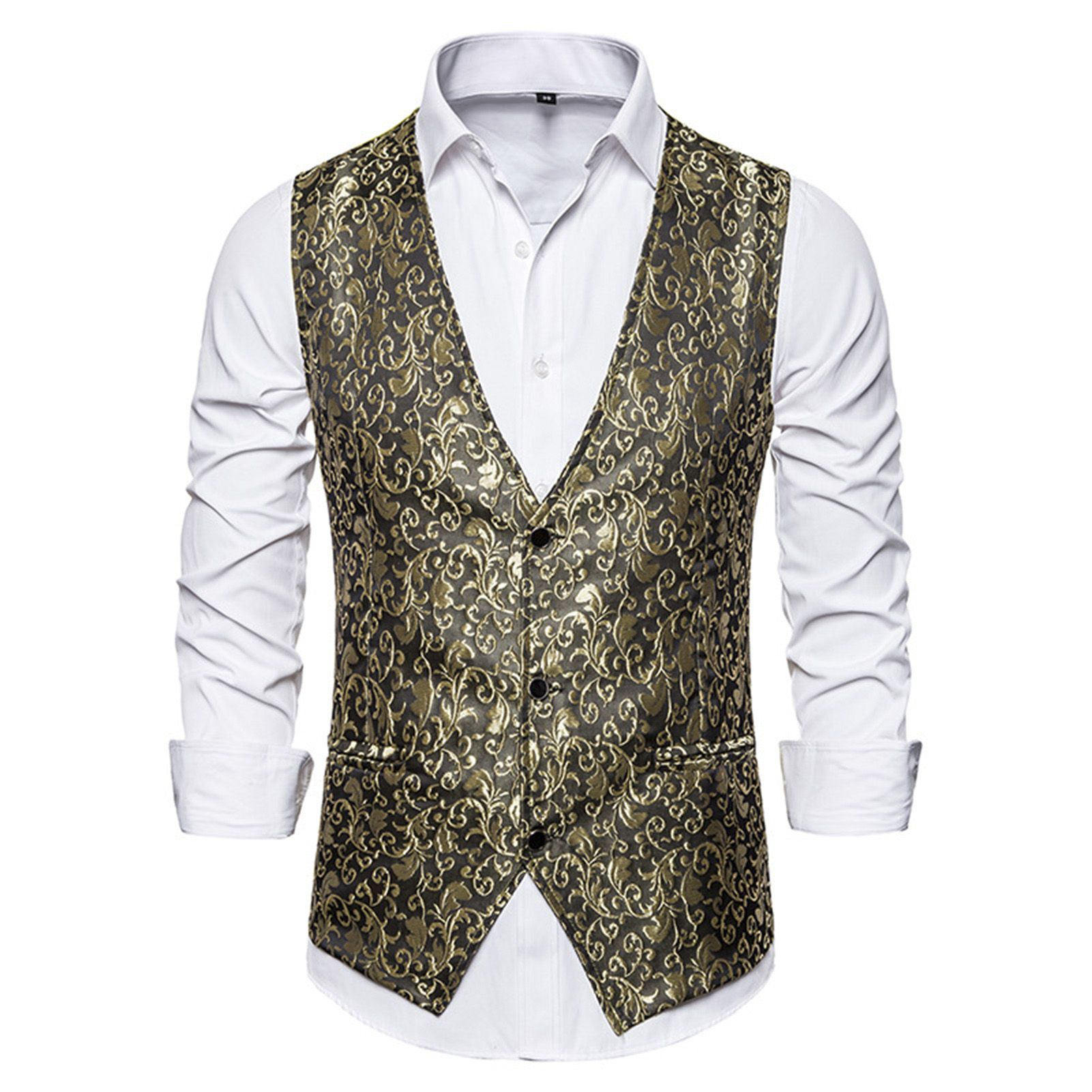 Men Suit Vest Exquisite Pattern Temperament Slim Suit Vest