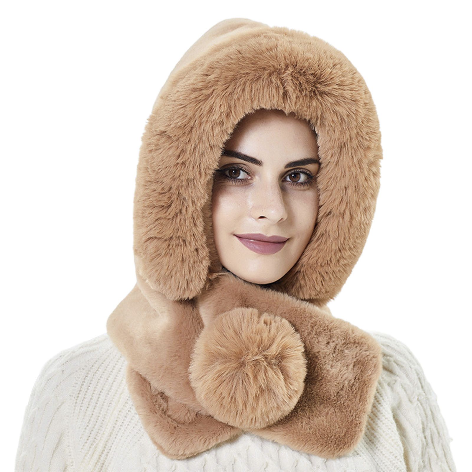 Lady Hat Scarf Thermal Thicken Lady Hat Scarf