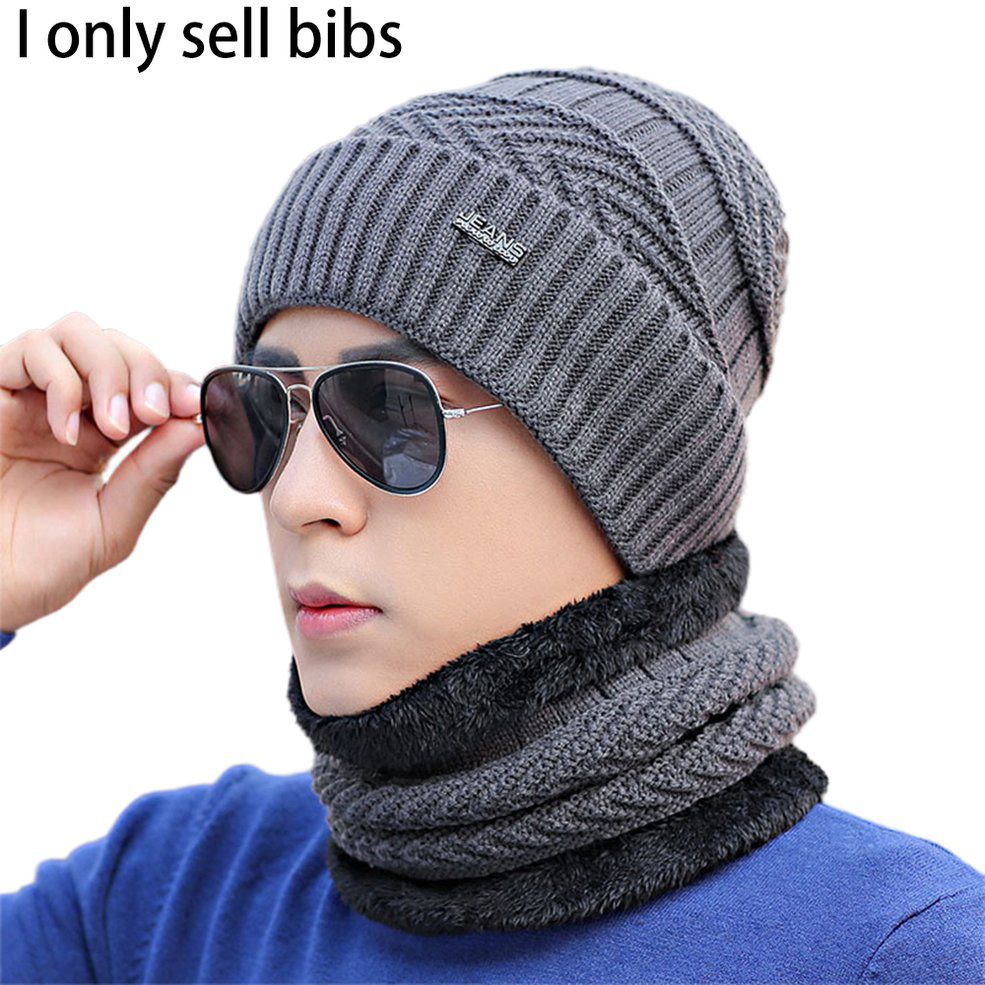 Winter Plush Thickening Knitted Hat Bib Fashionable Warm Hike Skiing Gift