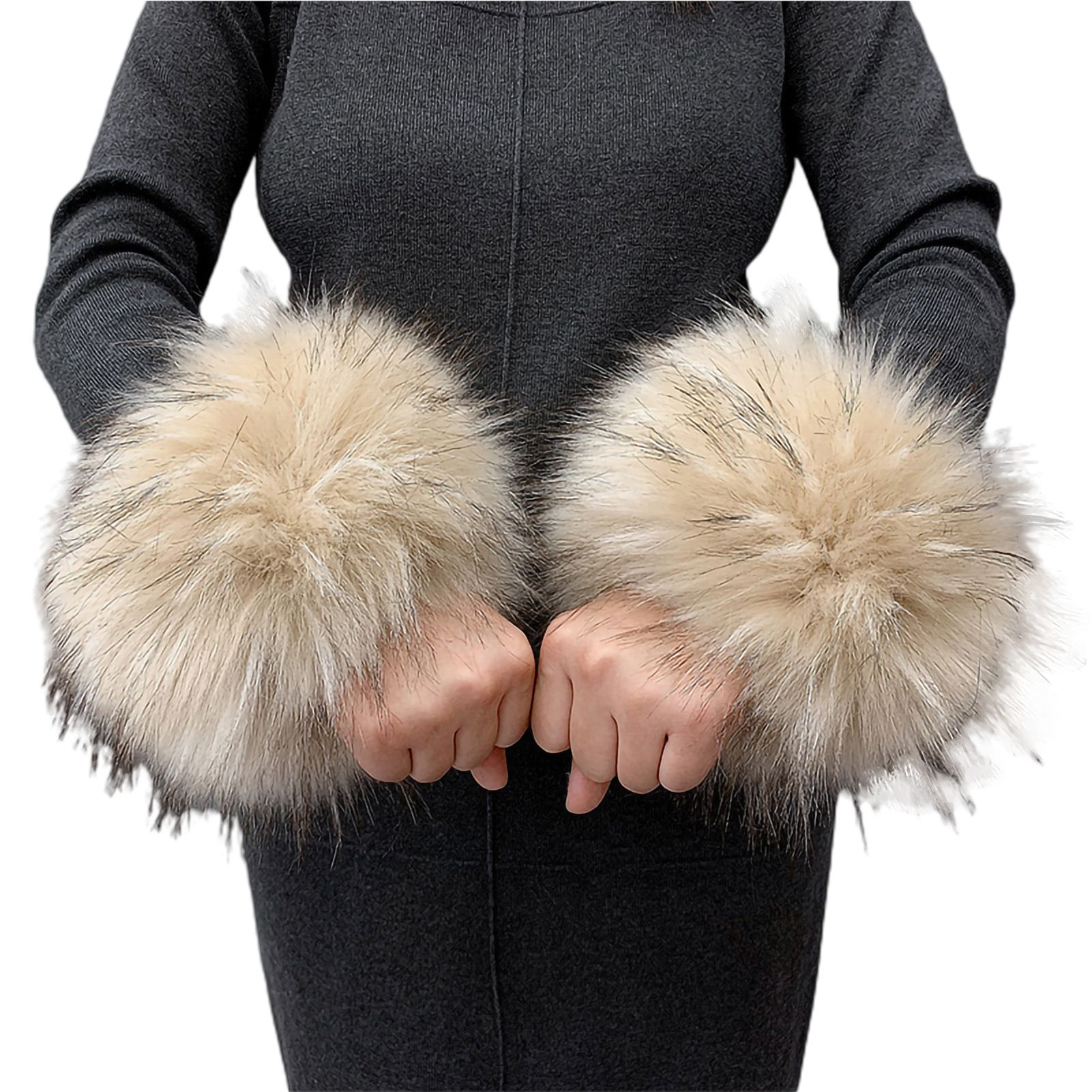 Women Cuffs Solid Color Fluffy Pure Color Wristba