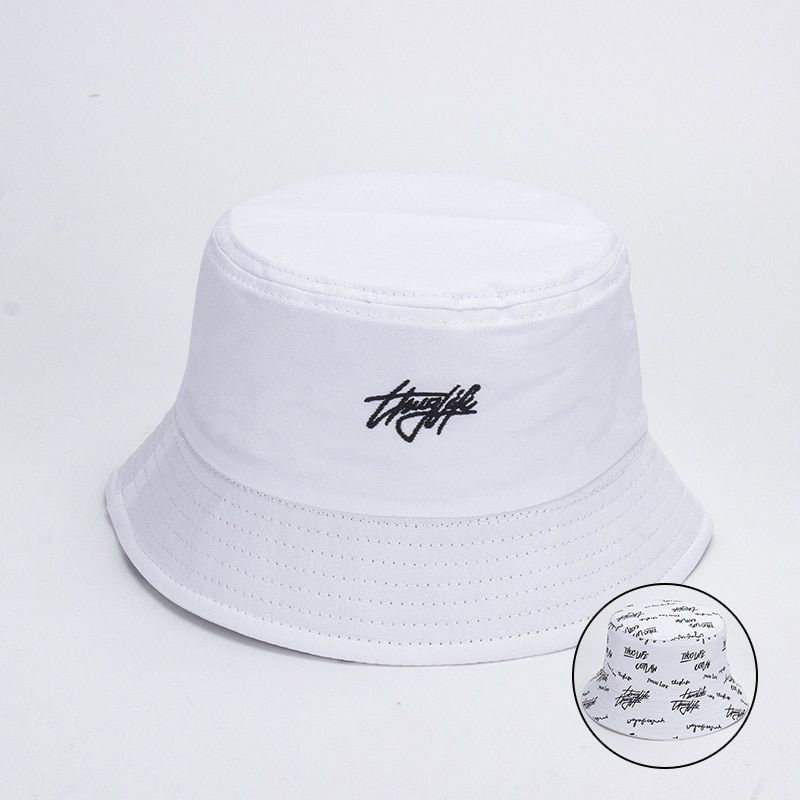 Double Sidez Printed Letter Bucket Hats Casual Wear Sunshade Basin Hat Double-sided Sunhats Unisex Hat