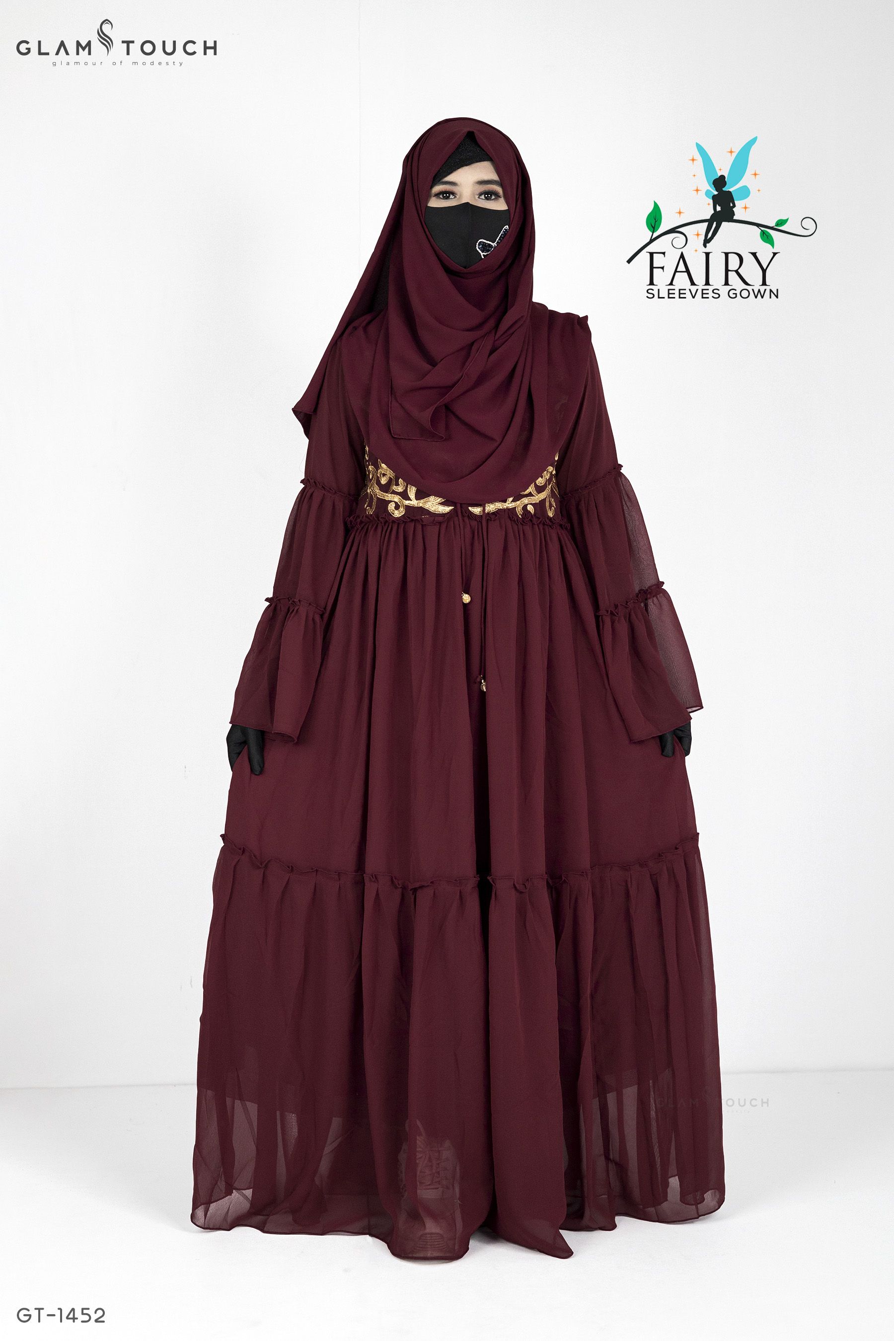 Glam Touch Exclusive Designer Fairy Sleeves Gown for Women and Girls (Premium Quality)