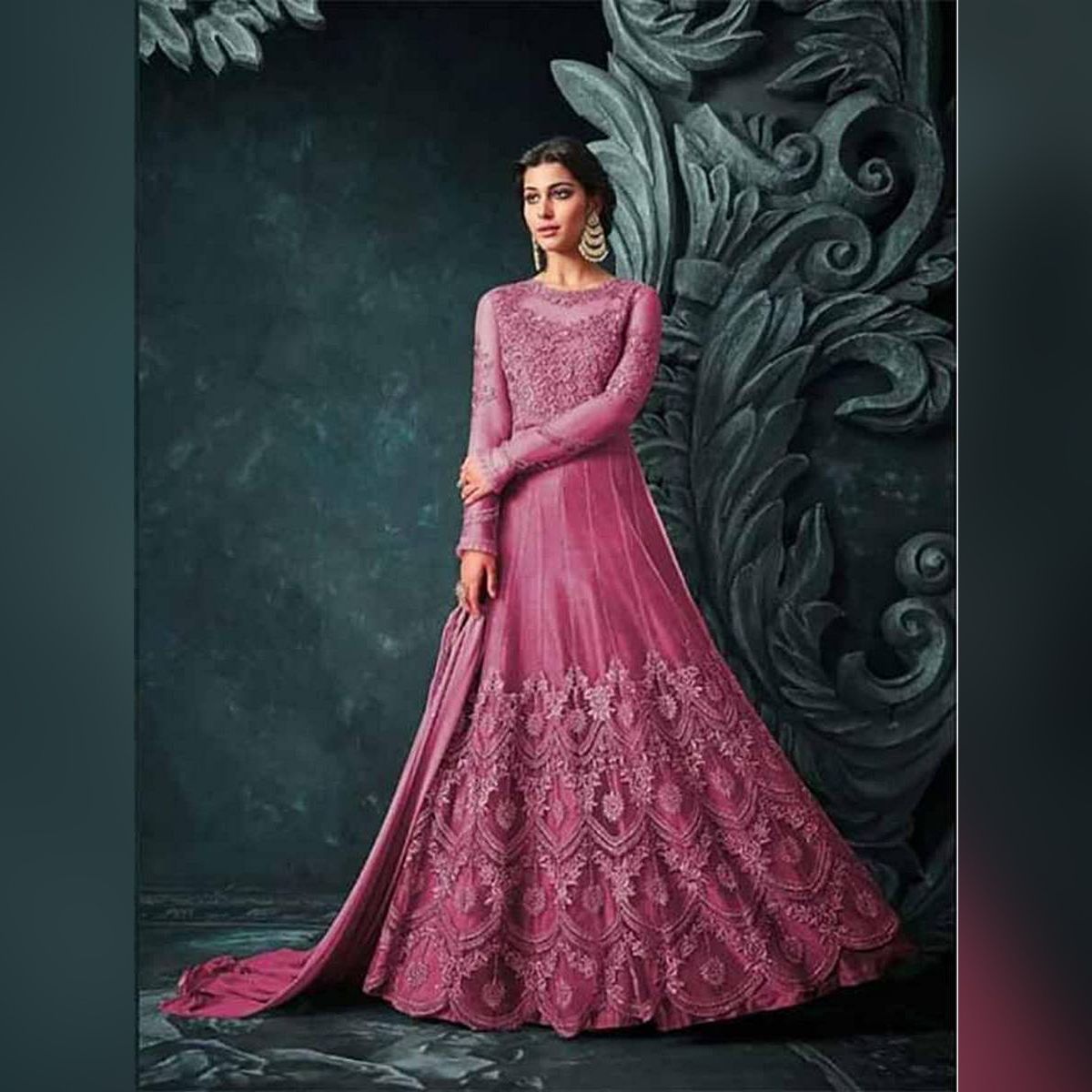 Fashionable Semi-Stitched Georgette Embroidery Work Free Size Exclusive Designer - Gown Anarkali Party Wear Suits for Women