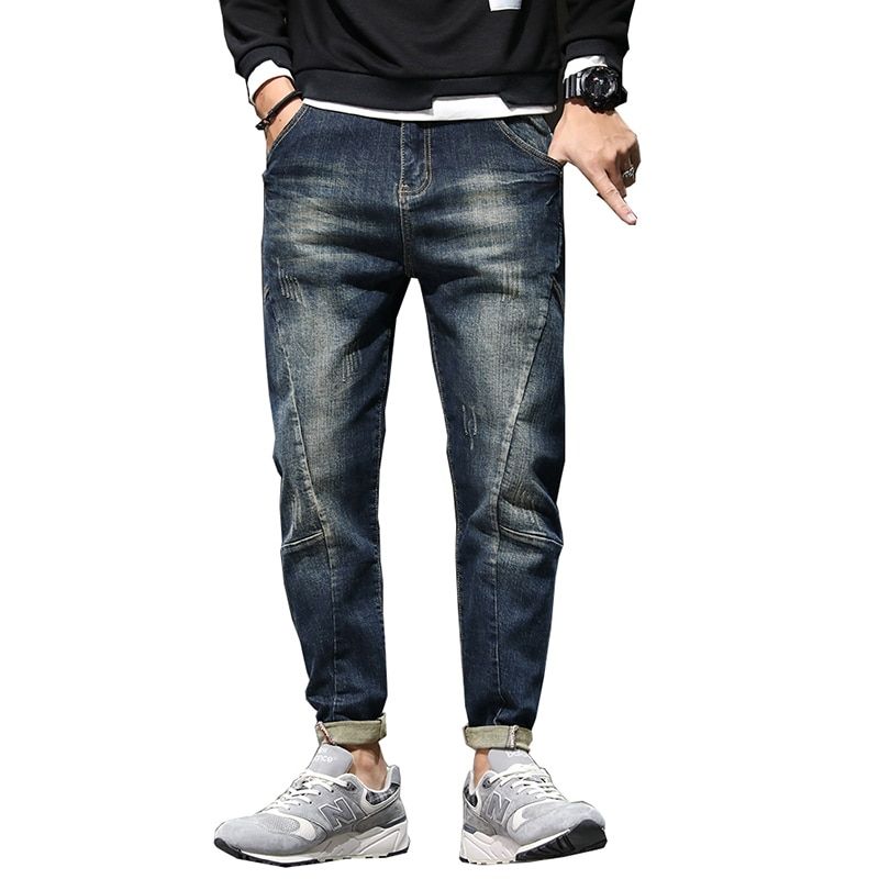 Mens Jeans Harem Pants Fashion Pockets De Loose fit Baggy Moto Jeans Men Stretch Retro Streetwear Relaxed Tapered Jeans 42