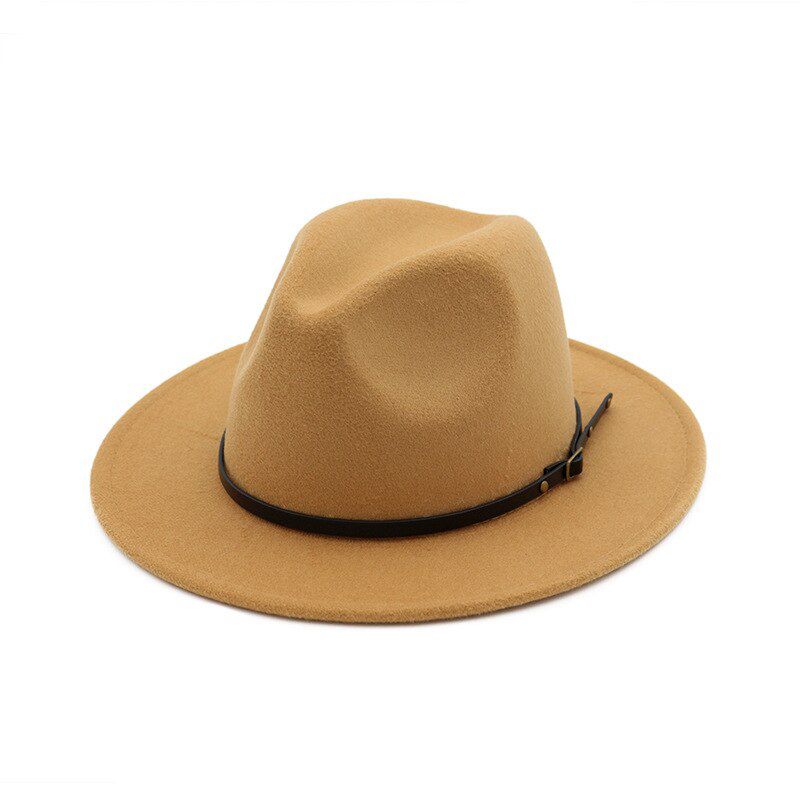 2019 Autumn and Winter Wool Blend Fashion Fedora Woolen Top Hat Black Red Fedora Hat Men Church Panama Sombrero Cap