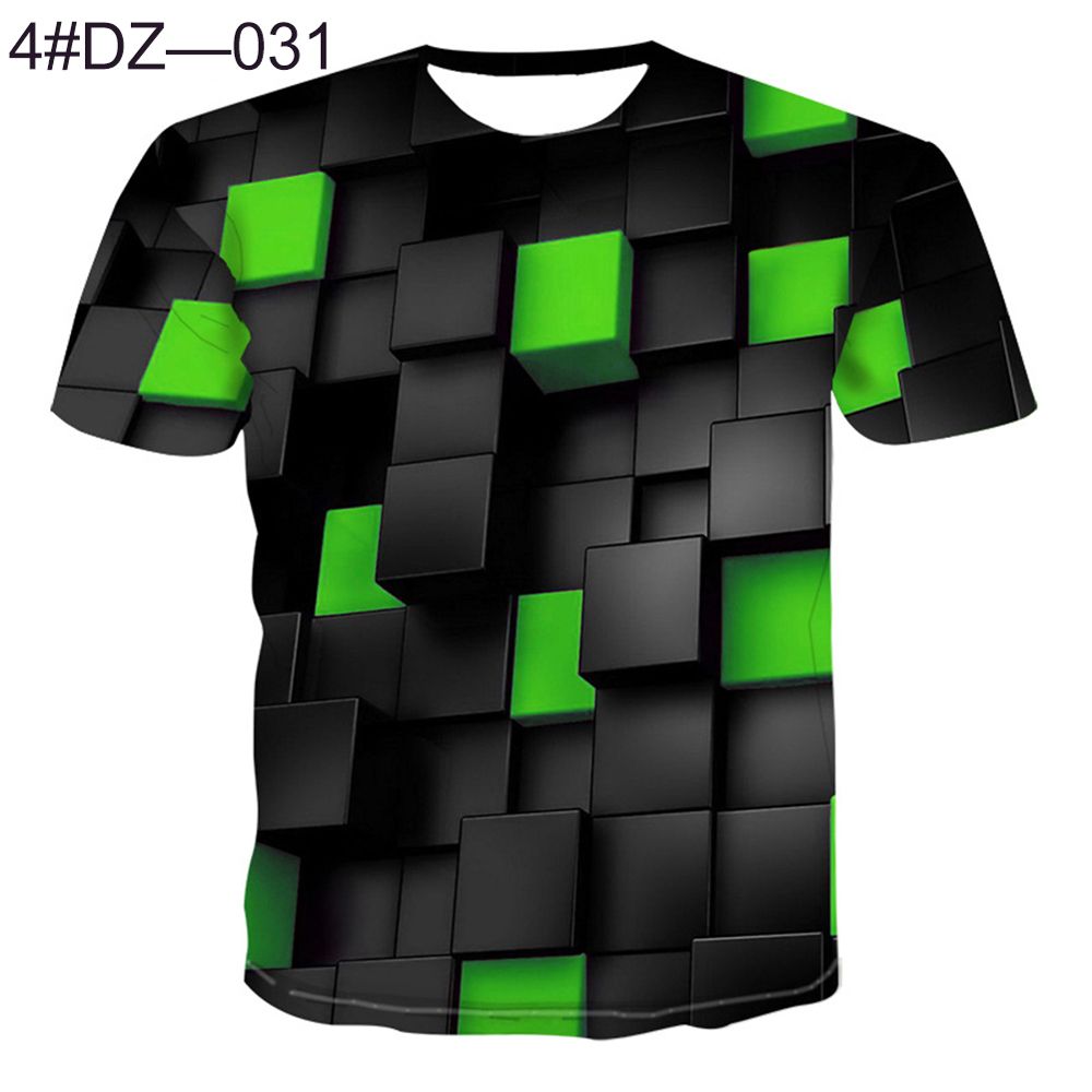 Fashion Men 3D Geometric Graphics Print O Neck T-Shirt Short Sleeve Tees Top