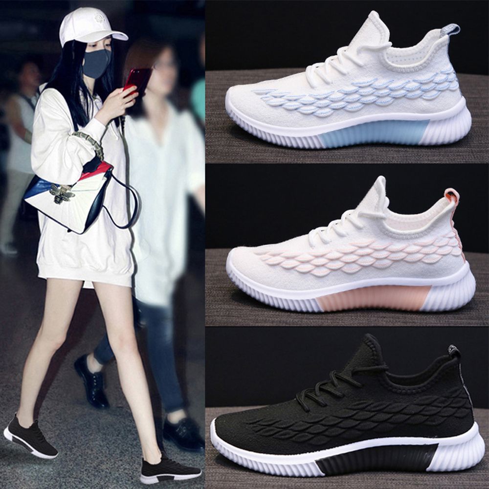 new winter breathable flying woven women's shoes, ladies sports casual shoes, trendy fashion light and comfortable running shoes with nice material