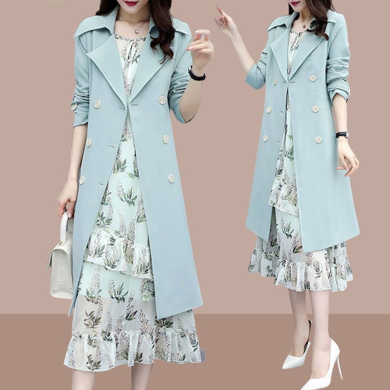 Autumn women fashion loose England style double ed belted casual coat female trendy candy color long design trench