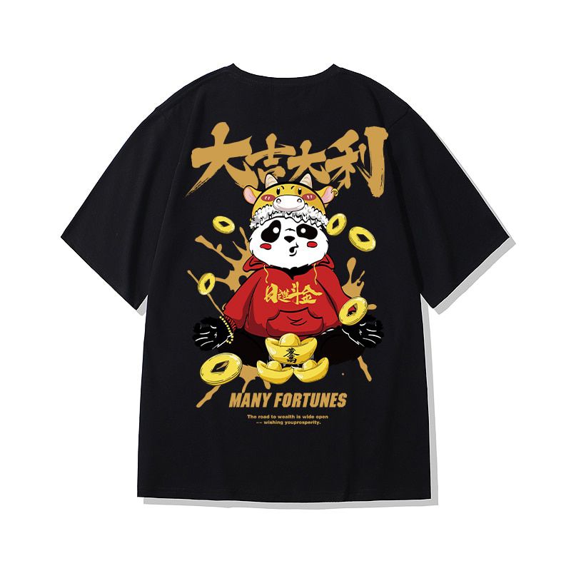 ZAZOMDE 2021 Hop Tees T-Shirt Chinese Style Panda Harajuku Loose Men T Shirt Casual Summer New Oversized Male Punk Clothes