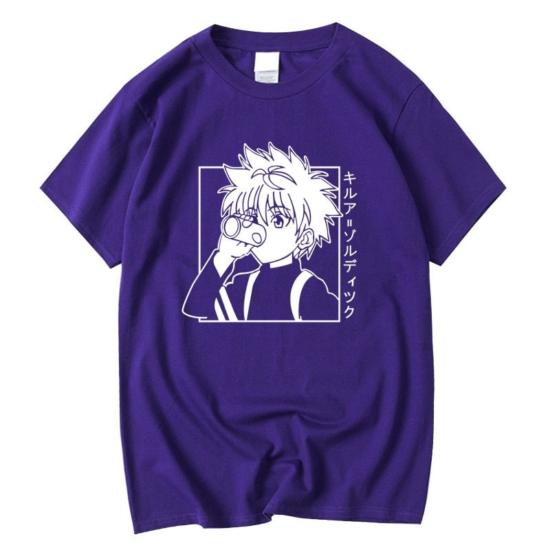 Men's Casual 100% Cotton T-shirt Tops Kawaii Hunter X Hunter Tshirt ua Zoldyck T-shirt Anime Tee Shirt