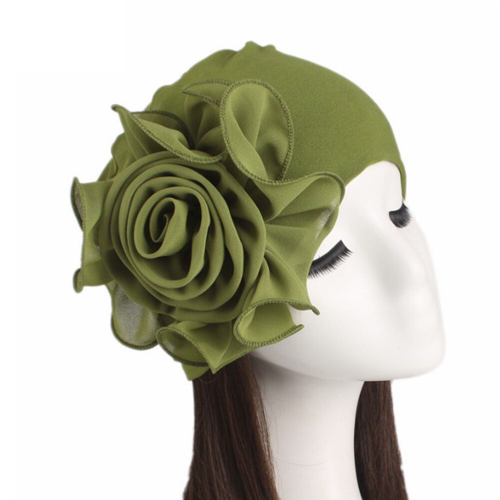 Women New Large Flower Stretch Scarf Hat Ladies Elegant Fashion Hair Accessories Chemo Hat Women Turban Bandanas