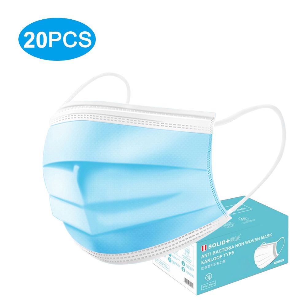 [20PCS]Mask Non-Woven Masks 3-Layer Comfortable Sanitary Mask Anti-dust Mask Blue