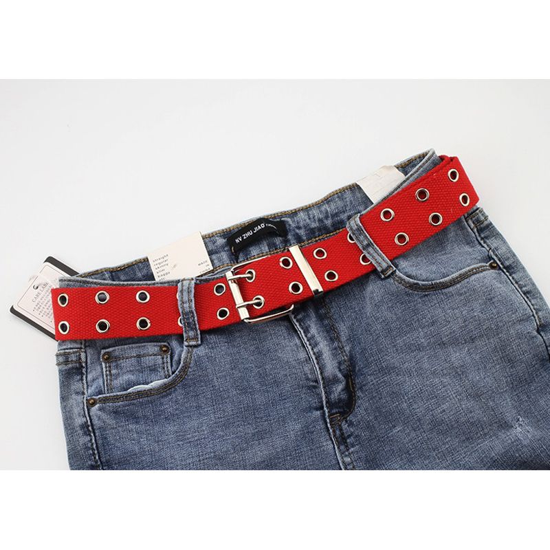 2019 New Designer Harajuku Wide Canvas Web Double Grommet Hole Buckle Belt Female Male Waist Strap Belts For Women Men Jeans