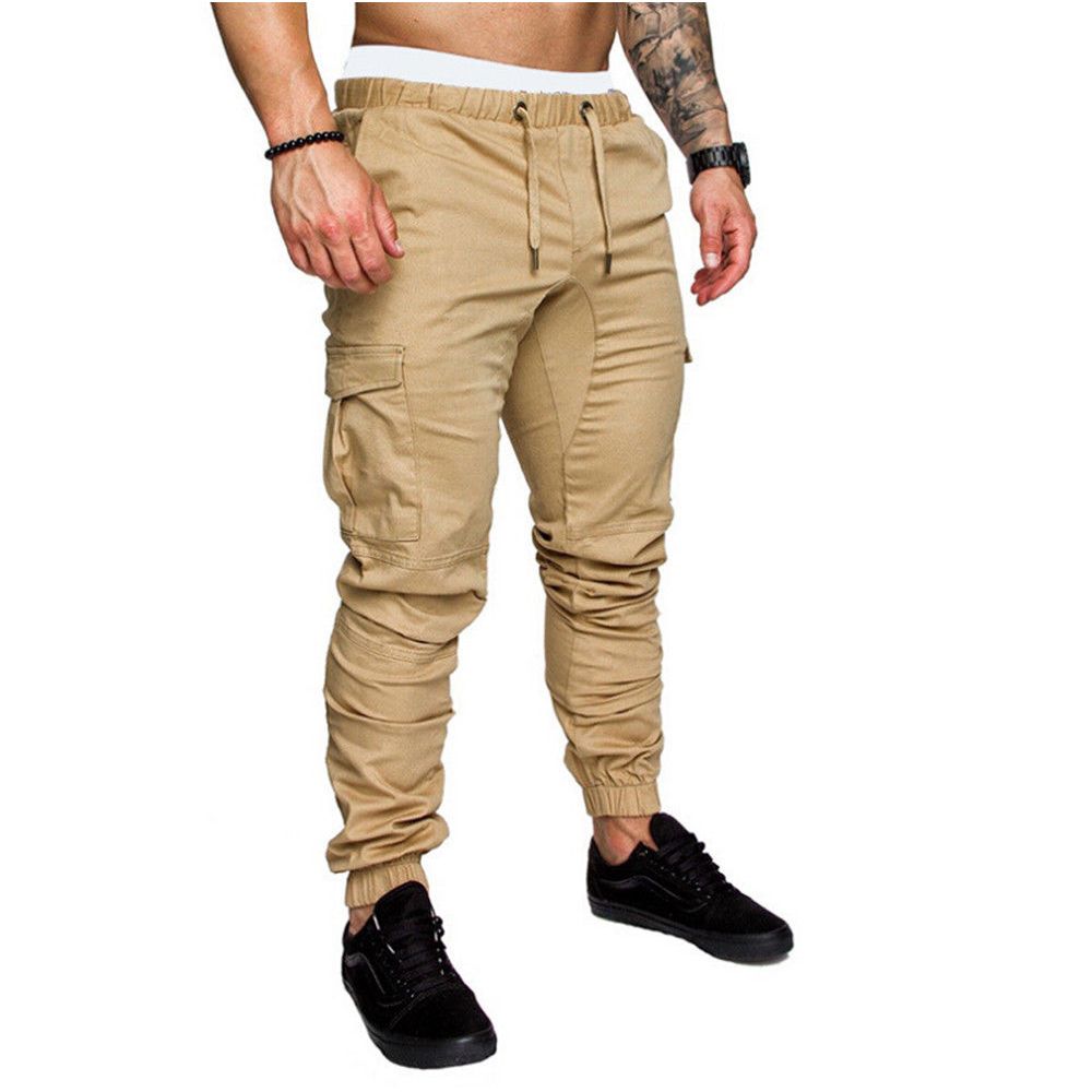 2019 Hot Fashion Mens Skinny Fit Straight Leg Trousers Men Casual Pencil Jogger Cargo Pants Withckets M-XXXL