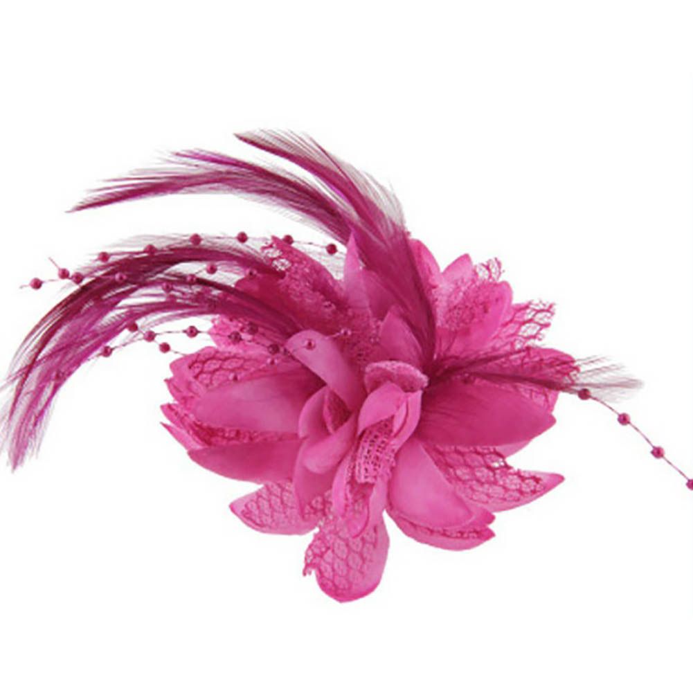 Fashion Flower Feather Bead Corsage Hairband Pin Wedding Headwear Decor Gift