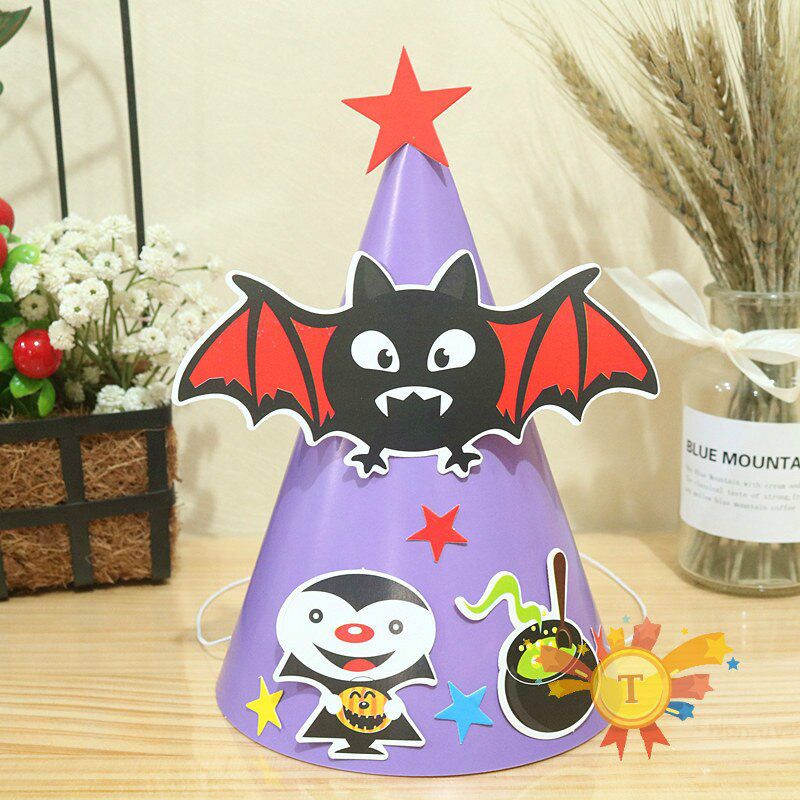 Kids DIY Halloween Party Hat Pumpkin Witch Happy Caps for Children Costume Cosplay Dress Up Decorations