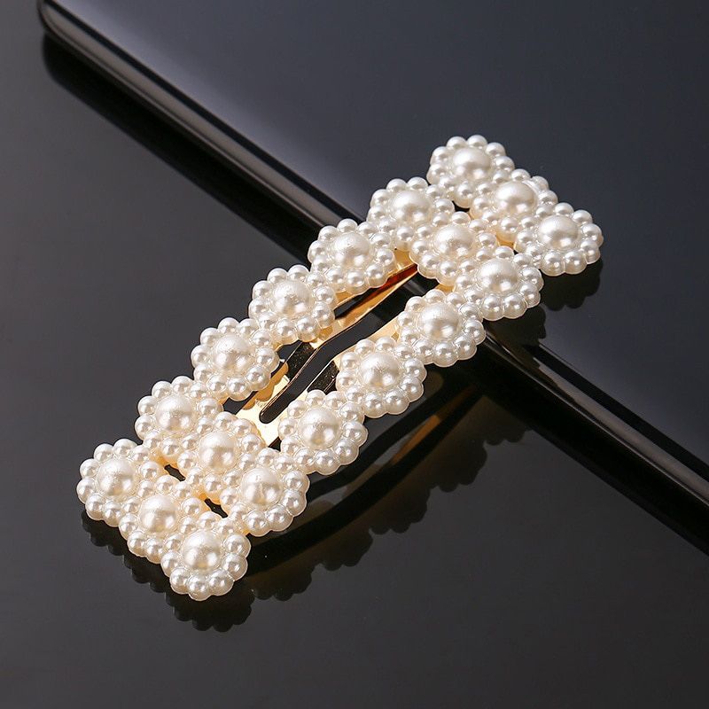 1pcs Fashion Pearl Imitation Beads Hair Clip for Women Barrette Handmade Pearl Flower Stick Hairpin Hair Styling Accessories