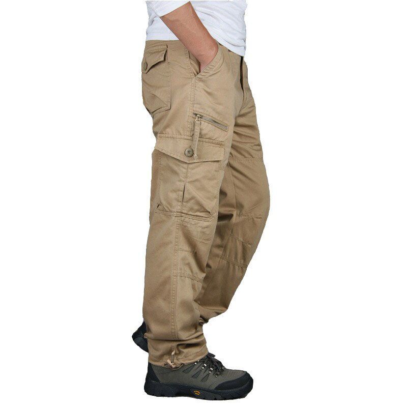Men‘s Cargo Pants  Multi-cket Overalls Male  Cotton Loose Slacks Trousers   Work Straight Pants