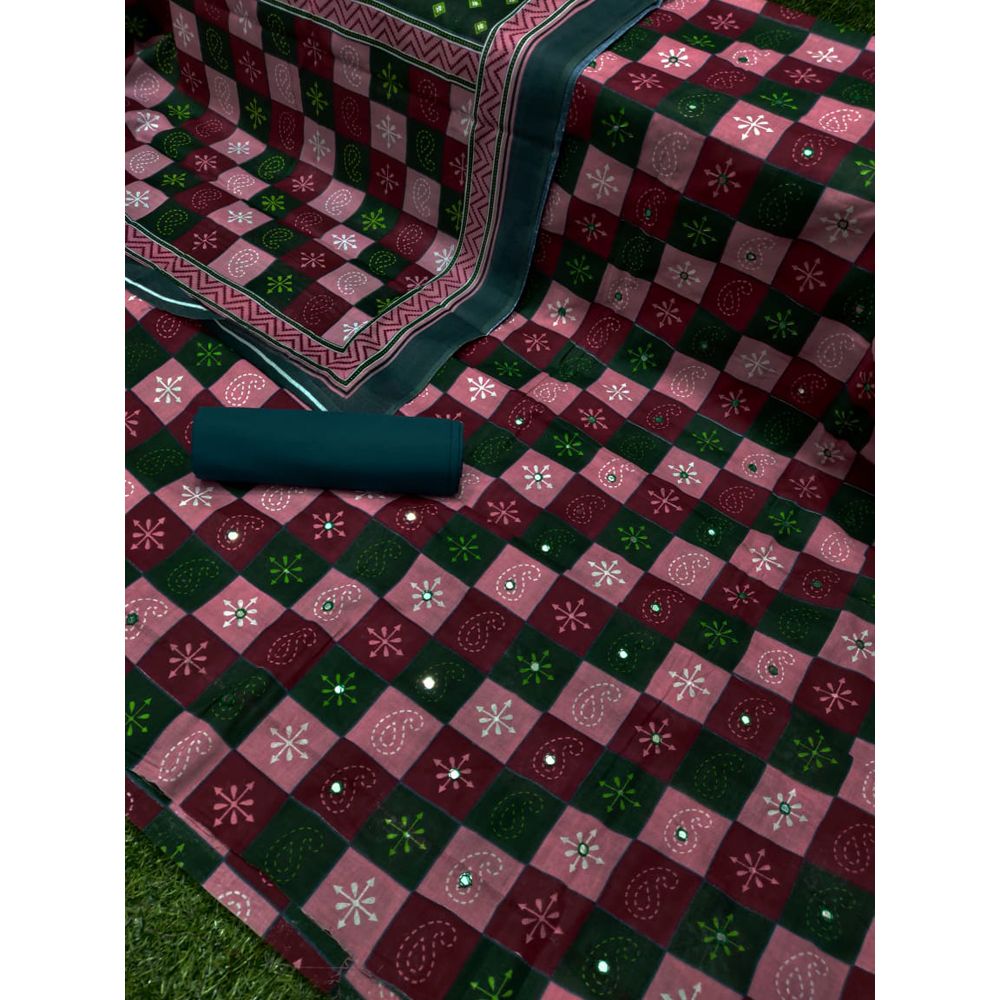 স্ক্রীন প্রিন্ট থ্রি পিচ-Skin Print Cotton Three Piece For Women